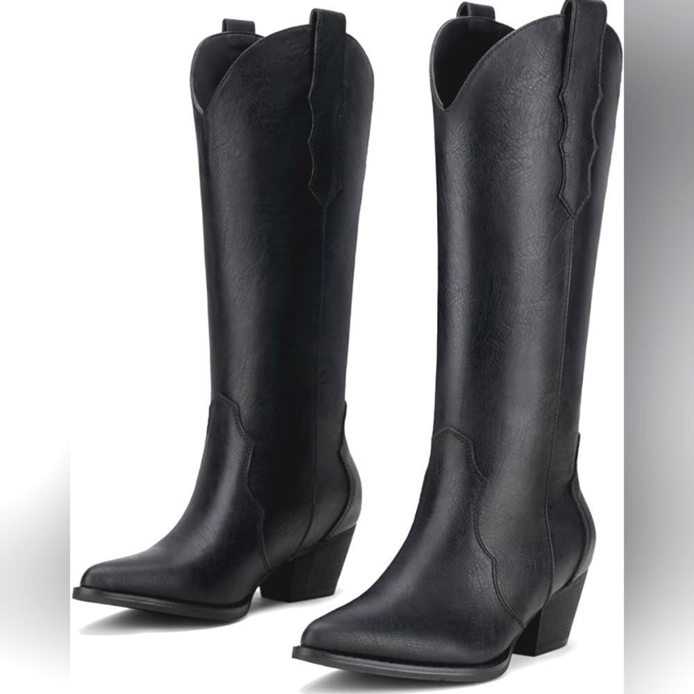 (RCC292)  Rollda Cowboy Western Boots with Chunky Heel Sz 9.5